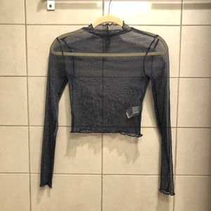 Navy Blue Sheer Top